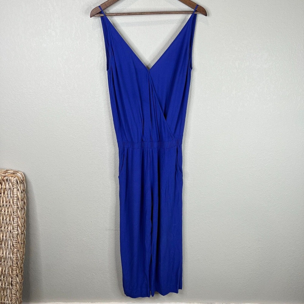Ba&sh Combinaison Flata Jumpsuit Size 1 Indigo Sleeveless Cropped Wide Leg Crepe